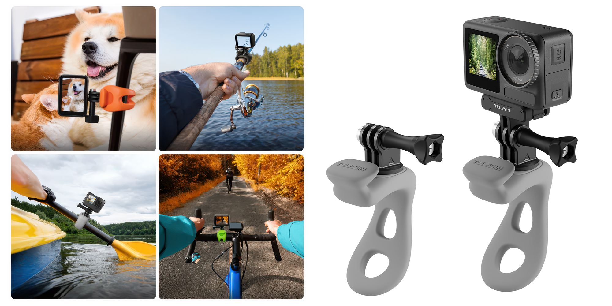 Mocowanie elastyczne Telesin TLQ-001 do kamer sportowych - czarne